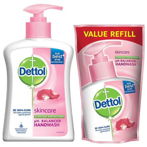 DETTOL LIQUID SKINCARE HAND WASH 200 ML PUMP+175 ML POUCH